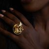 Butterfly with natural stones and fresh water pearl ring