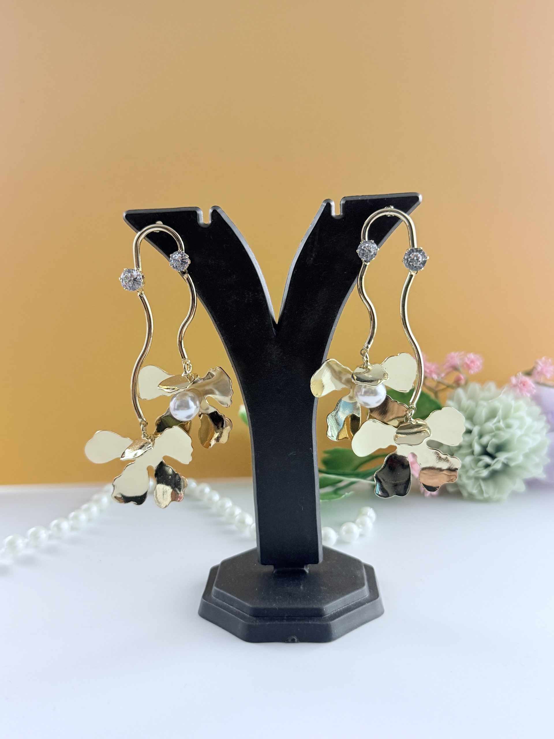 Gilded Petal Drop Earrings - Image 4