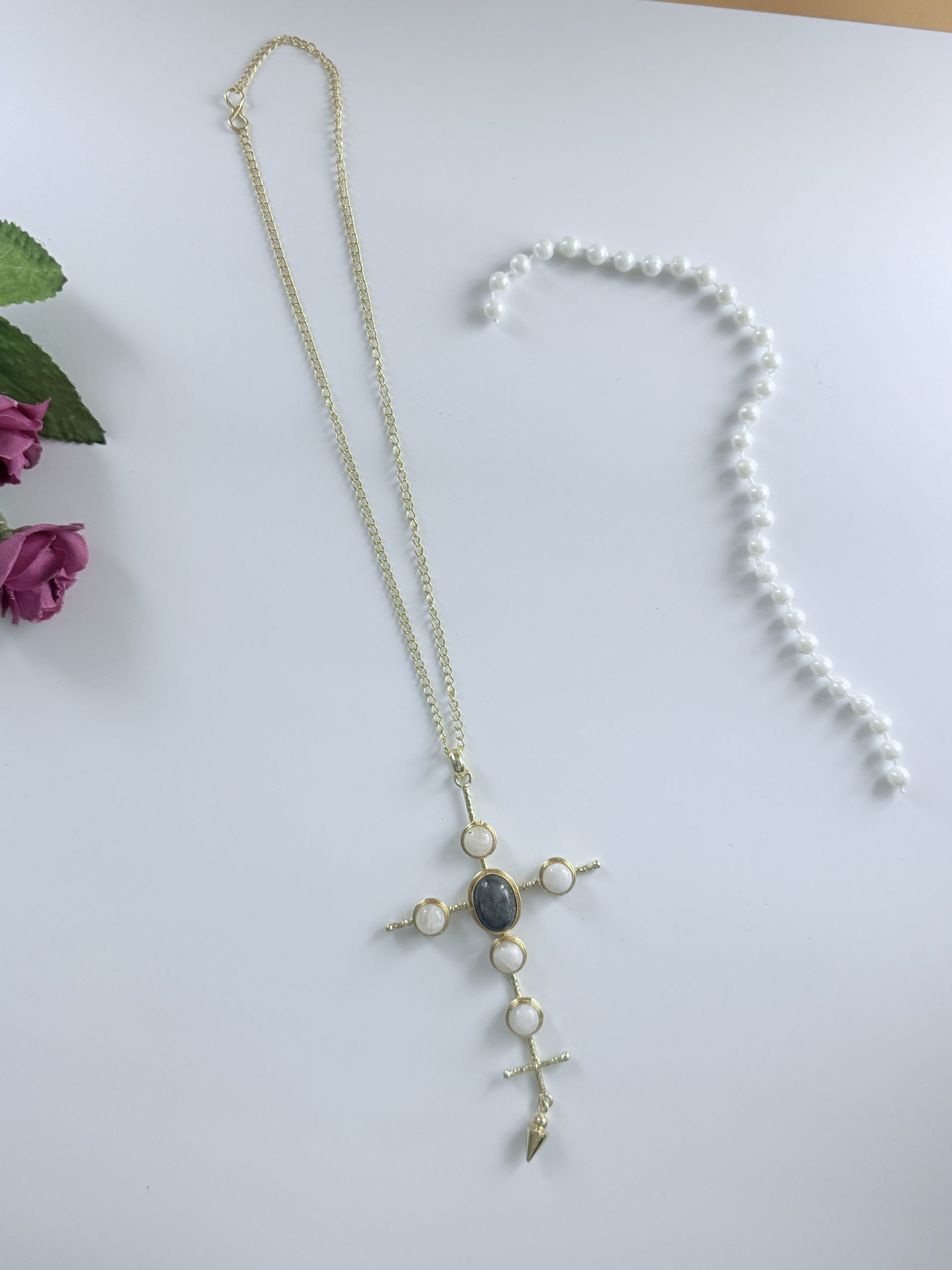 Celestial Cross Moon Stone Pendant - Image 4
